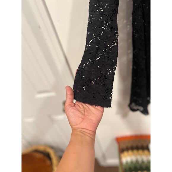 Women’s Vintage Havana Boho Lace Sheer Dress Coverup L Goth Emo - Picture 6 of 7